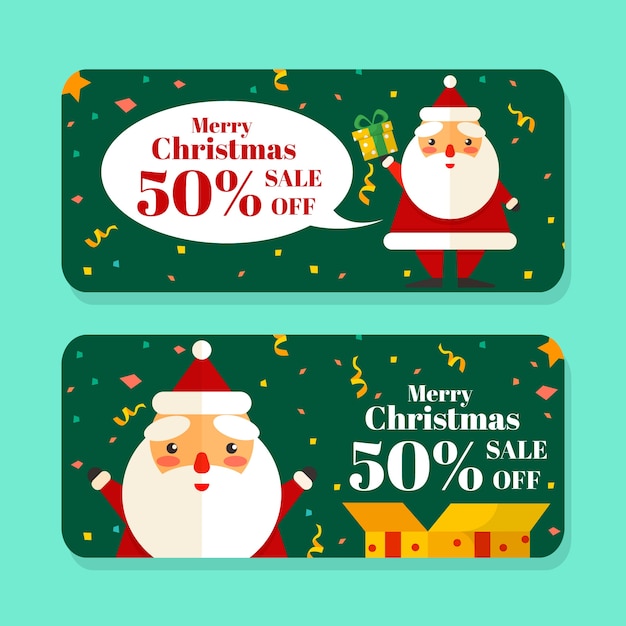 Flat design christmas sale banners template