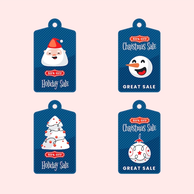 Free vector flat design christmas sale tag collection