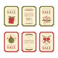 Free vector flat design christmas sale tag collection