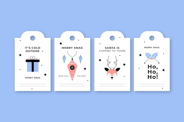 Free vector flat design christmas sale tag collection