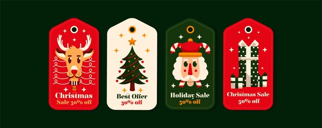 Flat design christmas sale tag collection