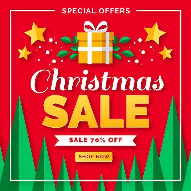 Бесплатное векторное изображение Рождественская распродажа в плоском дизайне