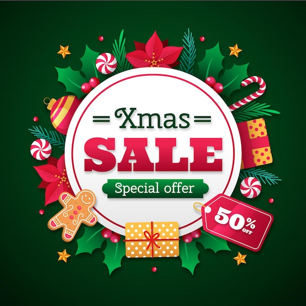 Flat design christmas sales promo