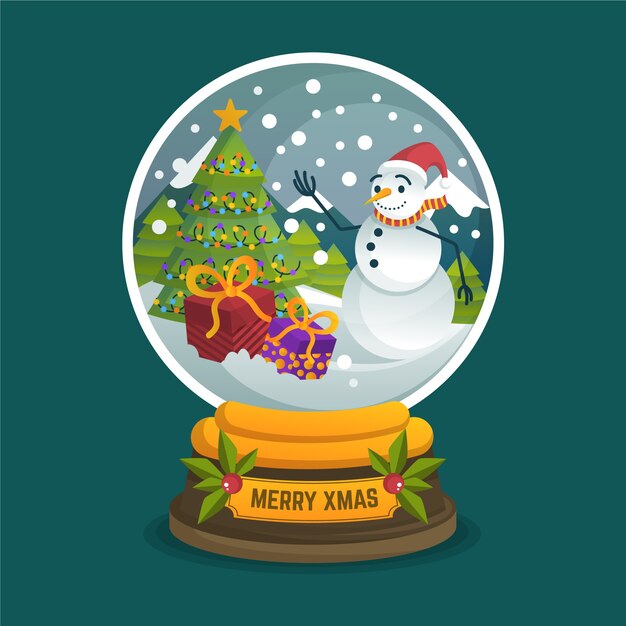 Flat design christmas snowball globe wallpaper