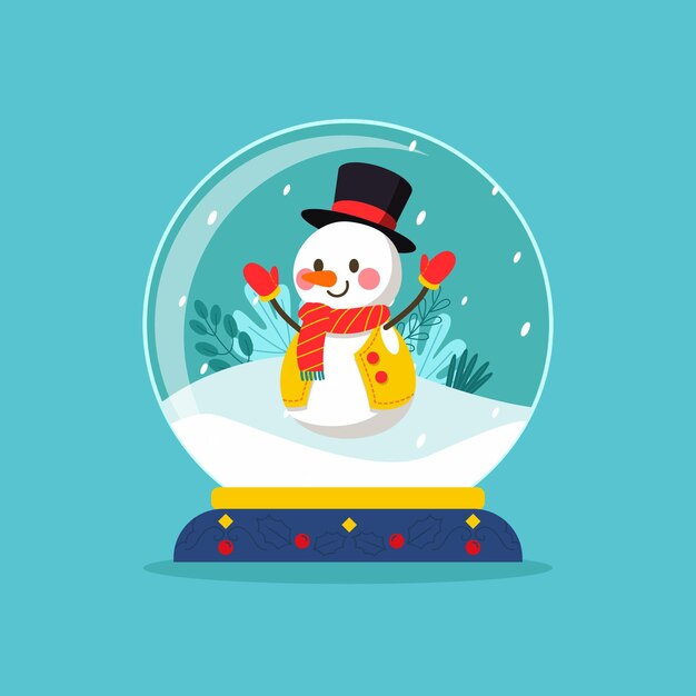 웃는 눈사람 플랫 디자인 크리스마스 눈덩이 글로브