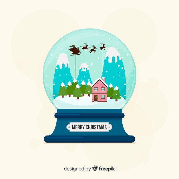 Flat design christmas snowball globe