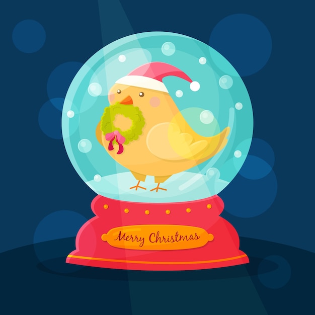 Flat design christmas snowball globe