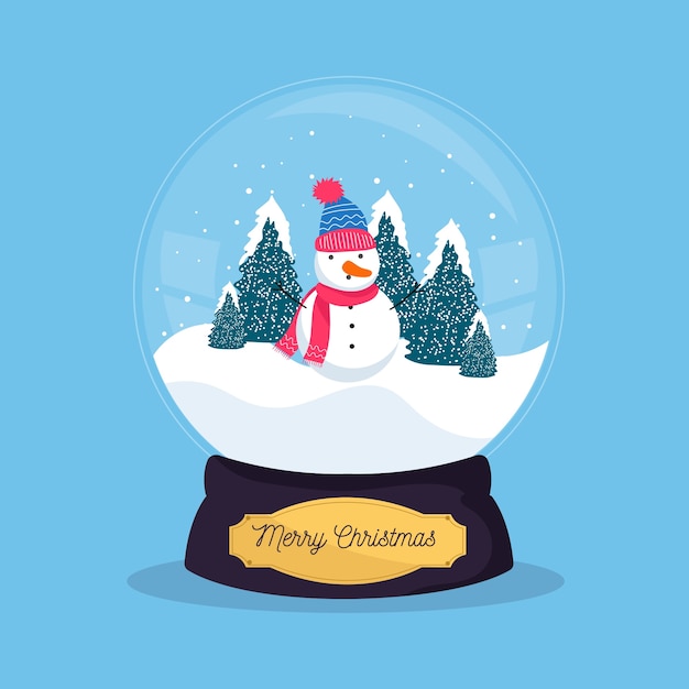 Flat design christmas snowball globe