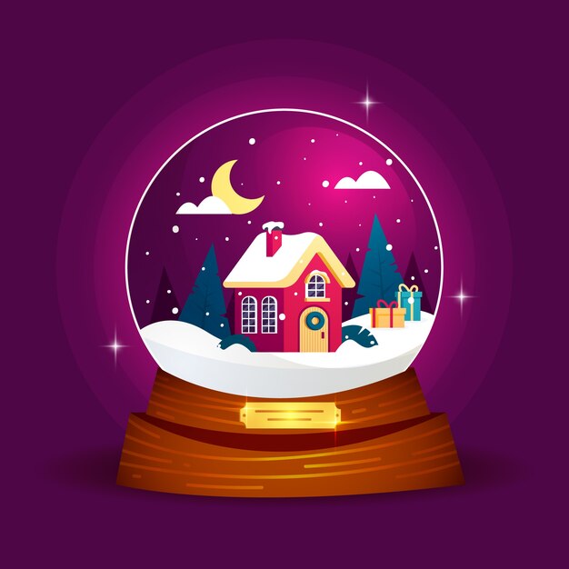 Flat design christmas snowball globe