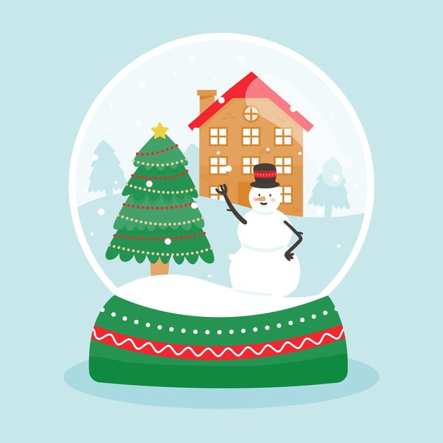 Flat design christmas snowball globe