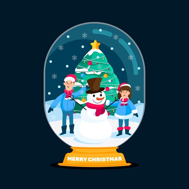 Flat design christmas snowball globe