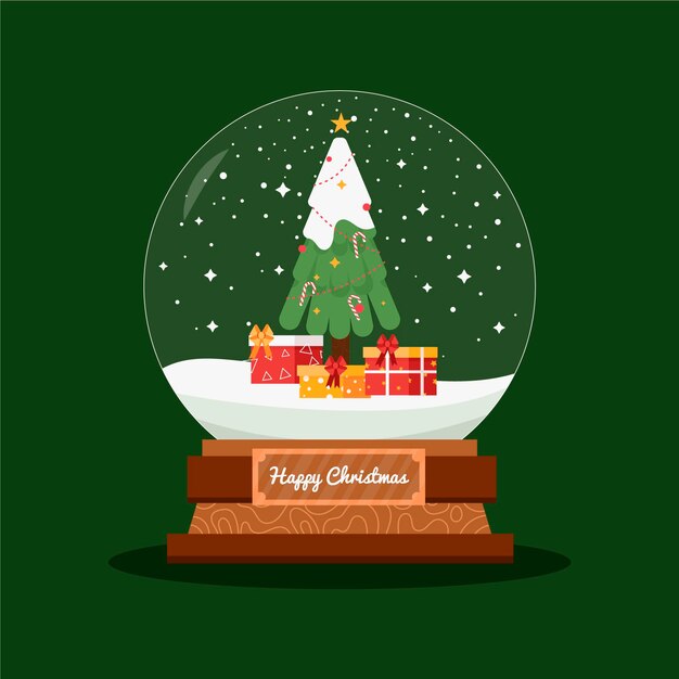 flat design christmas snowball globe