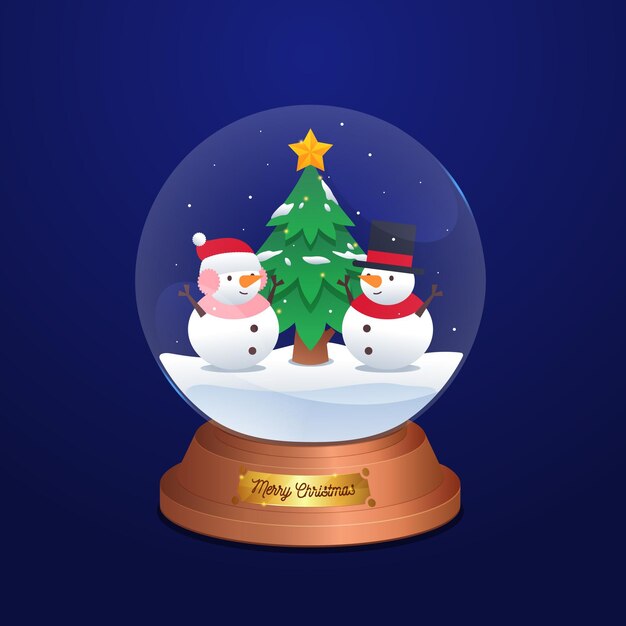 Flat design christmas snowball globe