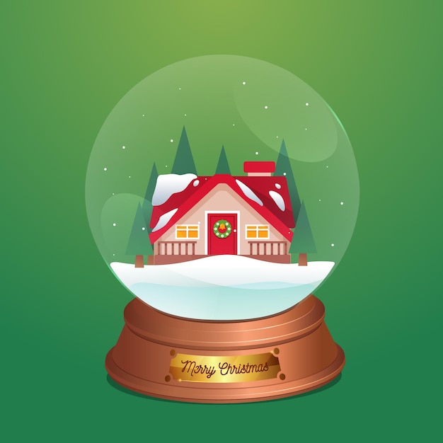 Бесплатное векторное изображение Рождественский снежный шар в плоском дизайне