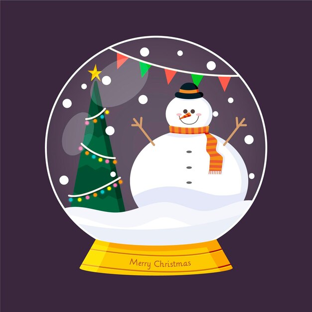 Flat design christmas snowball globe