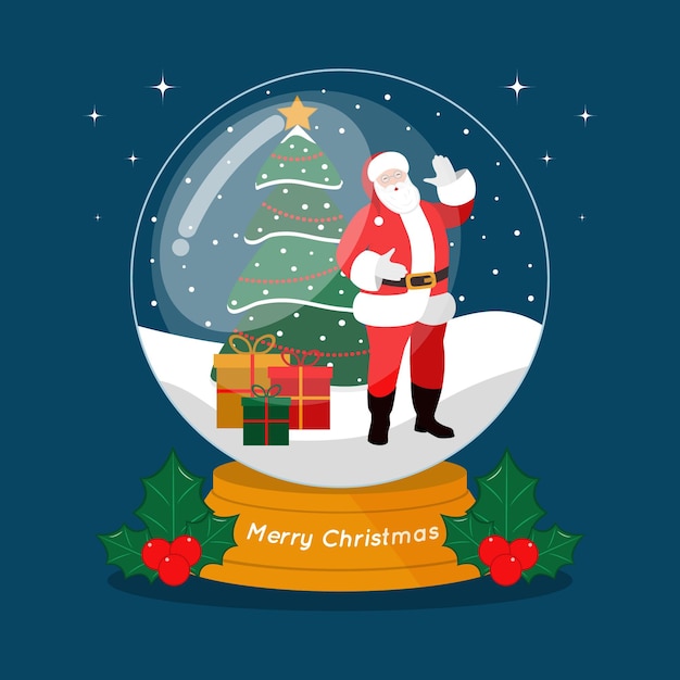 Flat design christmas snowball globe