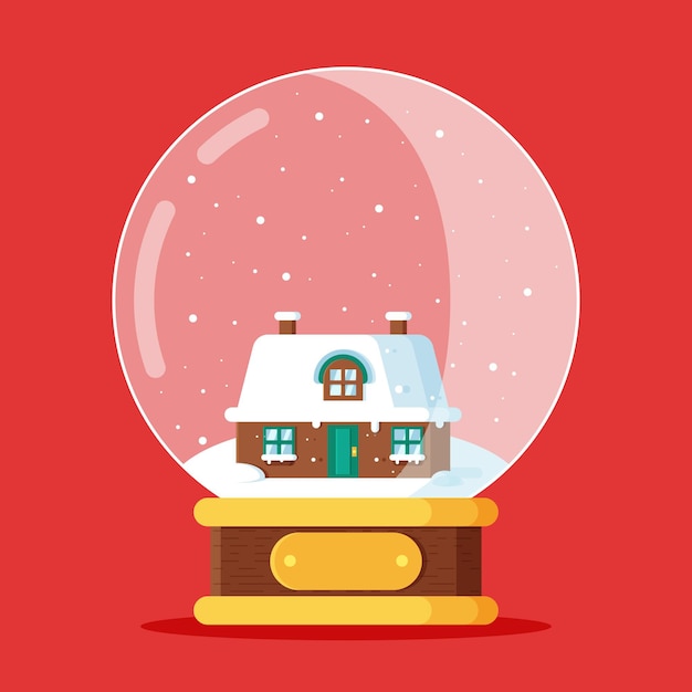 Flat design christmas snowball globe