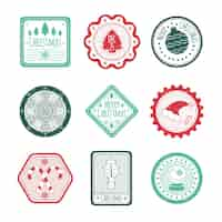 Free vector flat design christmas stamp collection