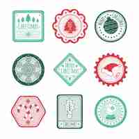 Free vector flat design christmas stamp collection