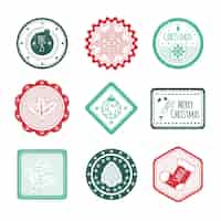 Free vector flat design christmas stamp collection