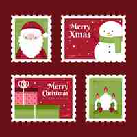 Free vector flat design christmas stamp collection