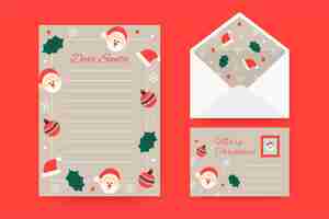 Free vector flat design christmas stationery template collection