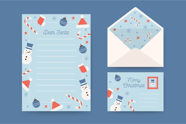 Free vector flat design christmas stationery template pack