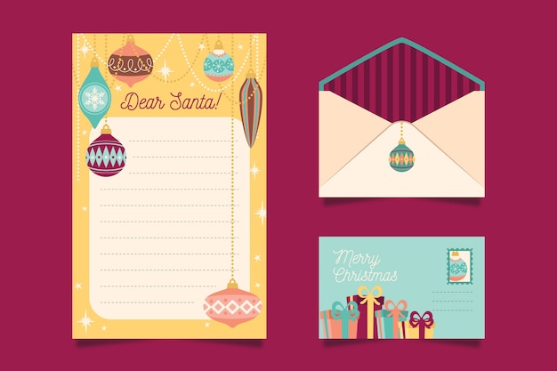 Flat design christmas stationery template set