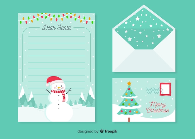 Free vector flat design of christmas stationery template