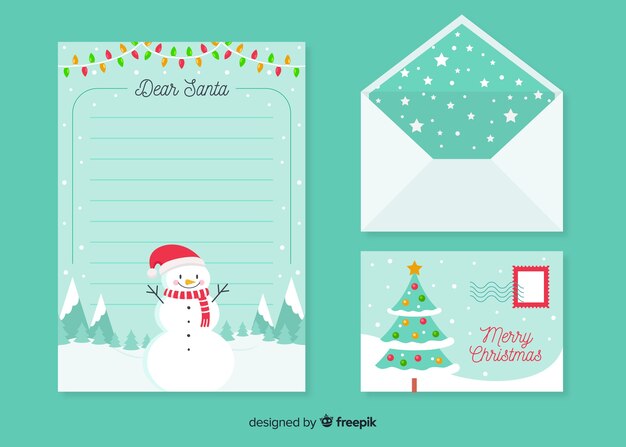 Flat design of christmas stationery template