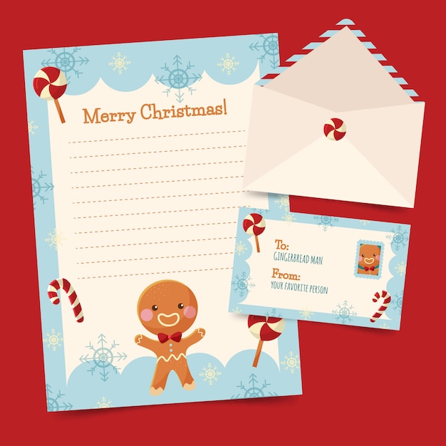 Free vector flat design christmas stationery template