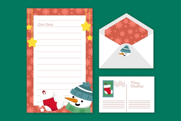 Free vector flat design christmas stationery template
