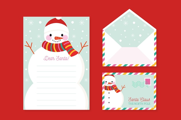 Flat design christmas stationery template