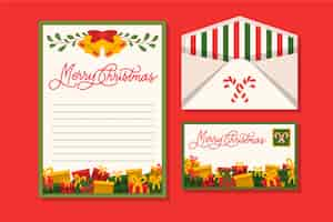 Free vector flat design christmas stationery template