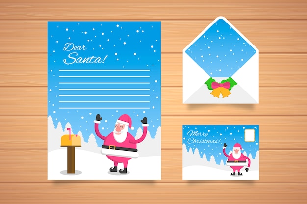 Flat design christmas stationery template