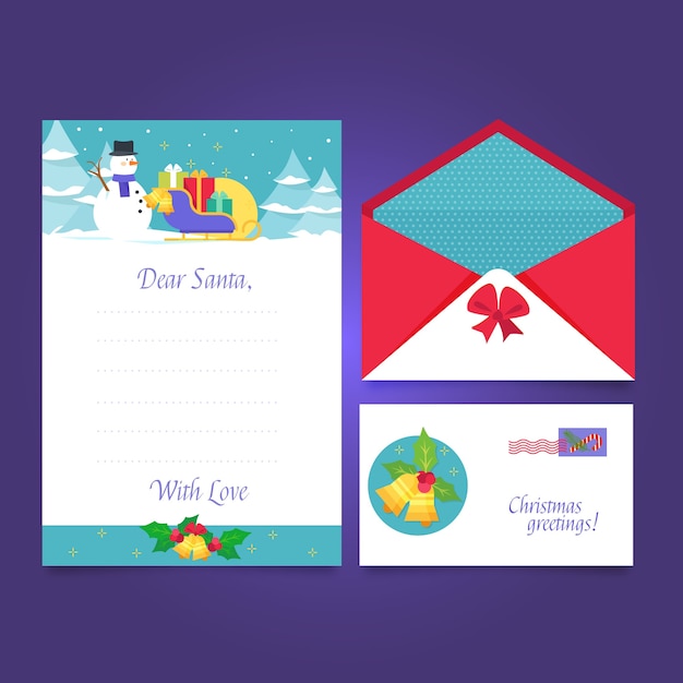 Free vector flat design christmas stationery template