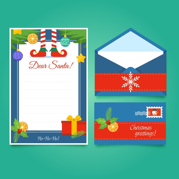 Flat design christmas stationery template