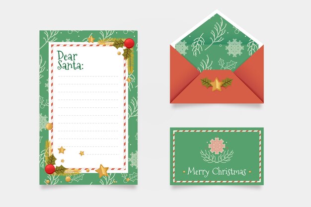 Flat design christmas stationery template