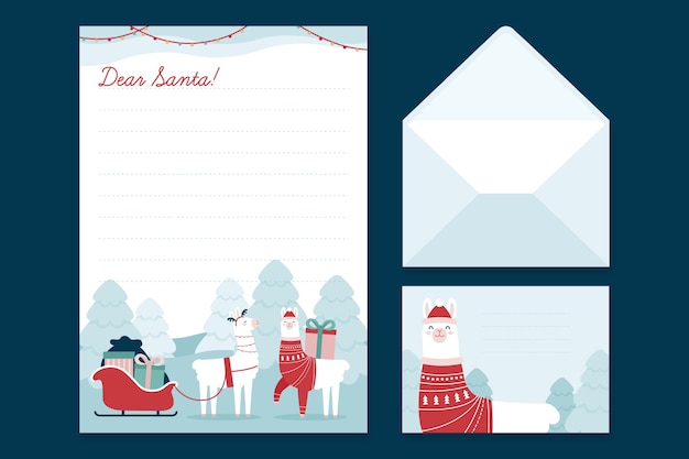 Flat design christmas stationery template