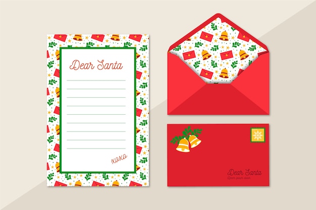 Flat design christmas stationery template