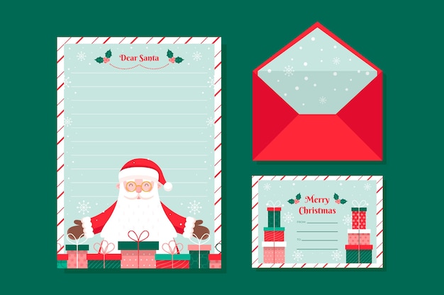 Free vector flat design christmas stationery template