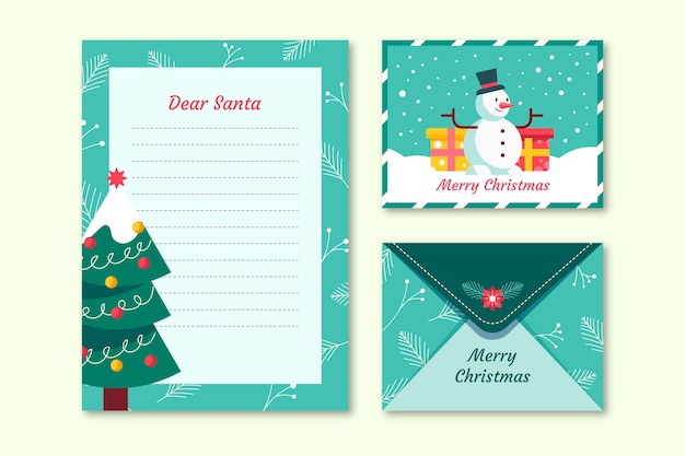 Flat design christmas stationery template