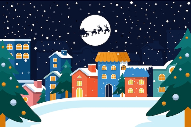 Free vector flat design christmas town