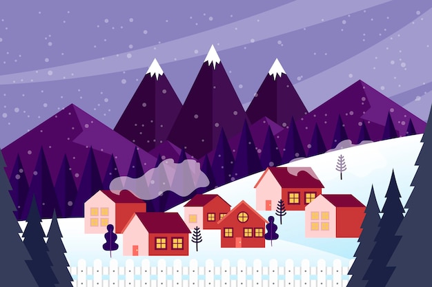 Flat design christmas town