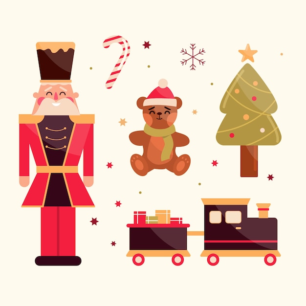 Free vector flat design christmas toy collection