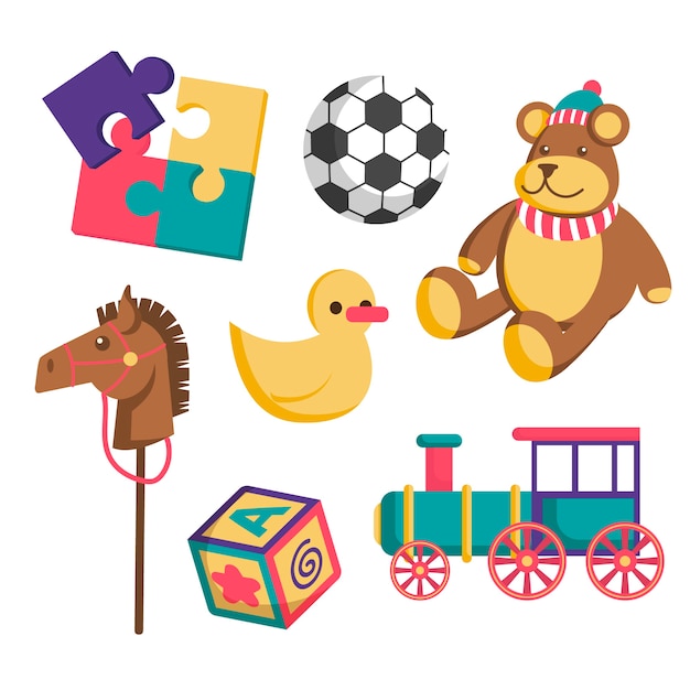 Flat design christmas toy collection