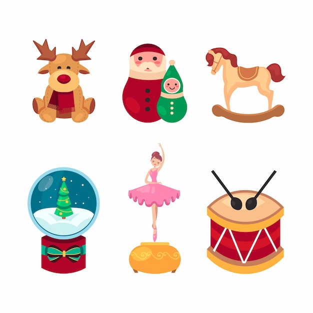 Free vector flat design christmas toy collection