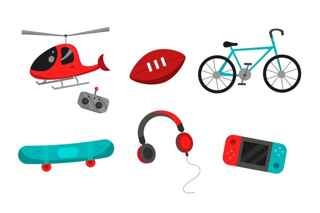 Flat design christmas toy collection