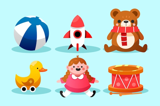 Flat design christmas toy collection