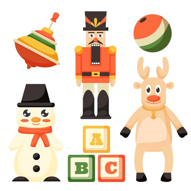 Flat design christmas toy collection